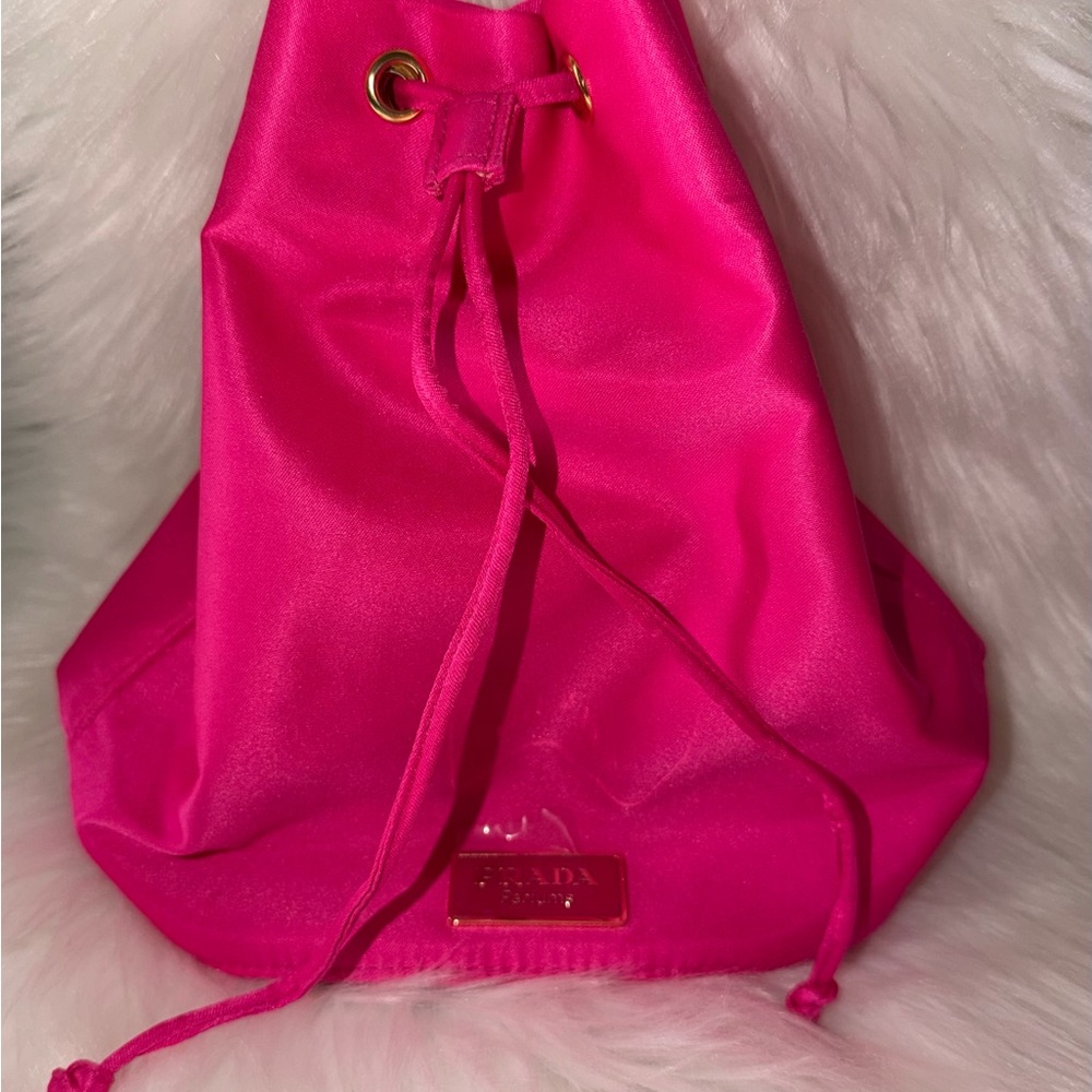 Prada Fuchsia Drawstring Backpack with Gold-Tone Hardware